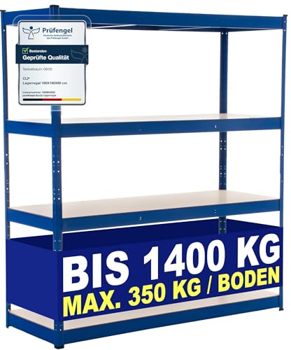 Clp Estantería Metálica De Almacenaje 160x60x180 Cm Galvanizado I Capacidad Por Estante 350 Kg I Estantería De 4 Estantes I Bastidor De Almacen, Color:Azul Clp Estantería Metálica De Almacenaje 160x60x180 Cm Galvanizado I Capacidad Por Estante 350 Kg I Estantería De 4 Estantes I Bastidor De Almacen, Color:Azul
