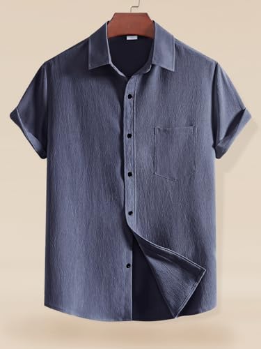 Image of Tee Projekt Solid Shirt for Men's ||Pop corn Shirt|| Solid Shirt for Men's|| Casual Shirt for Men||Half Sleeve Spread Collar Shirt for Men