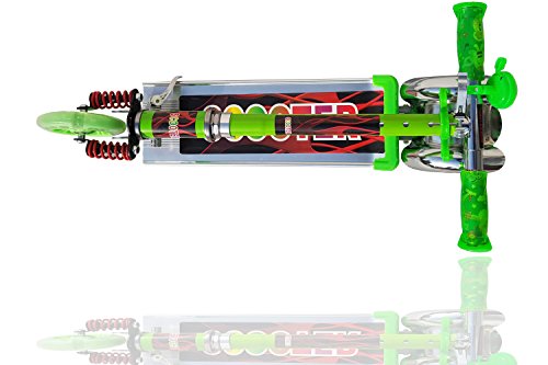 Image of Magicwand Spring Loaded Heavy Metallic Big Size 3 Wheel Height Adjustable Scooter for Kids (Green)