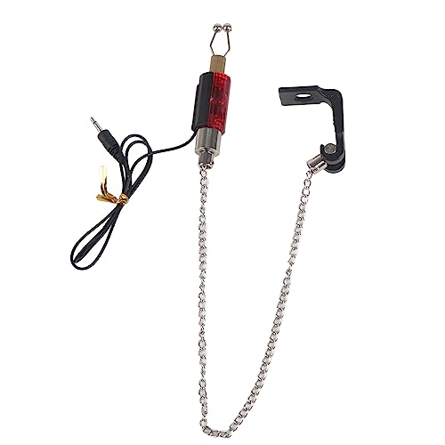equlup Fishing Bite Alarm Indicator Chain, Stainless Steel LED Illuminated Indicators Chain Hanger Tool Tackle Accessory for Outdoor Fishing Activities (Red)