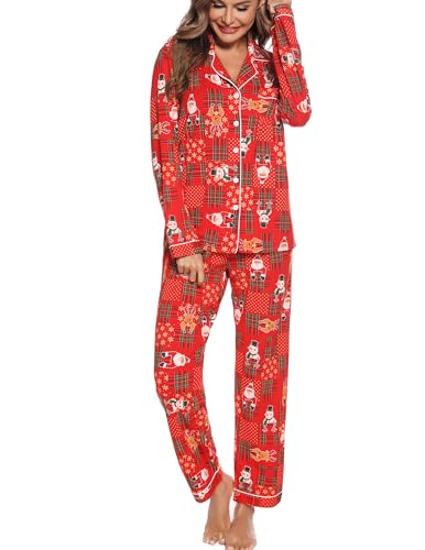 Image of Pjmlifecoco Pajamas Set Long Sleeve Womens Button Down Sleepwear Two Piece Nightwear Soft Pj Lounge Sets S-XXL