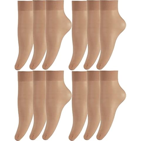 BANANALU 12 Paar 20 Den Nylon Socken feinstrumpfsöckchen Großpackung Vera 20 Naturale One Size Cover