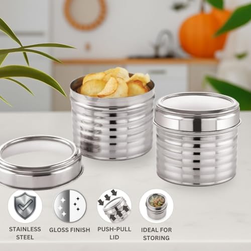 Image of Sizzle Roxy Stainless Steel Container Set with See Through Lid, Multipurpose Kitchen Storage Dabba for Sugar, Snacks, Dry Fruits, Namkeen | Leak-Proof Food Storage Organizer |800ML - 2 pcs