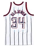 hakeem olajuwon raptors taillierte Passform Hakeem Olajuwon Houston Rockets Mitchell and Ness Herren Throwback Jersey Weiß, Weiss/opulenter Garten, Klein