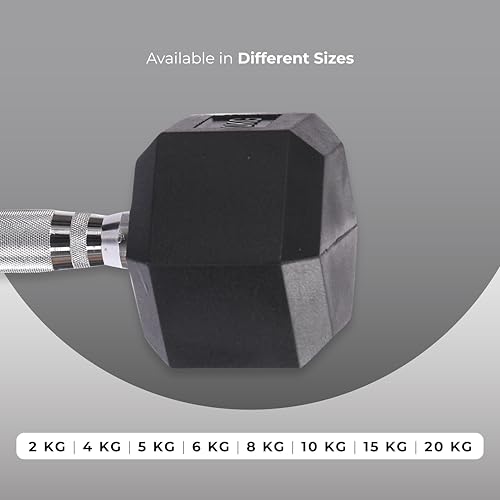 Endless Mancuerna hexagonal recubierta de goma, color negro, material: hierro y goma, perfecta para culturismo, fitness, levantamiento de pesas y entrenamiento en casa o gimnasio - Imagen 6