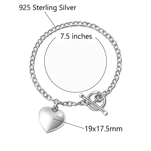 Savlano 925 Sterling Silver 14K Gold Plated Italian Toggle Heart Charm Bracelet Comes With Gift Box for Women - Made in Italy2