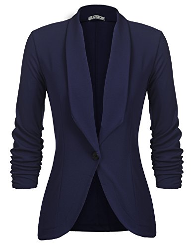 UNibelle Damen Elegant Blazer Sakko Einfarbig Longblazer Revers Büro Jacke Navyblau XXL