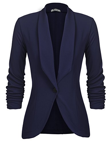 Unibelle Damen Blazer Cardigan Dünn 3/4 Längere Elegant Leicht Bolero Jacke Blazer Slim Fit Anzug Trenchcoat , Aa-navyblau, 40(Herstellergröße:L)