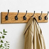 BURAKH Coat & Hat Wall Mounted Hanger with 6 Hooks Stand - Wooden Door Modern Hooks | Wall Mounted Coat Hook Rack Hanger