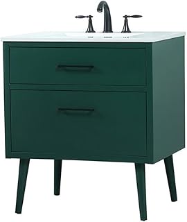 Elegant Decor Boise 30" Solid Wood and MDF Bathroom Vanity in Green