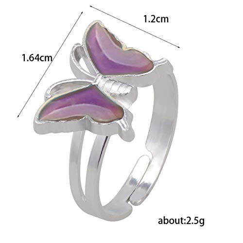 Mood Rings 2 Pcs Heart-Shaped and Turtle Dinosaur Unicorn Horse Ring Color Change Eyes Emotion Feeling Finger Ring Butterfly Moon and Star Mood Rings Size Adjustable for Womens Girls2
