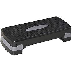 HOMCOM Step para Fitness Stepper Aeróbic Step de Aeróbic Antideslizante con Altura Regulable 2 Niveles de 10/15 cm Carga 150 kg para Ejercicio en Casa Gimnasio 68x29x15 cm Negro y Rojo