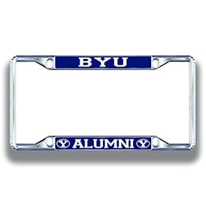 Elite Fan Shop BYU Cougars License Plate Frame Alumni – Silver