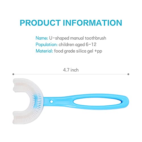 2 Pcs Kids U Shaped Toothbrush, Food Grade Silicone Brush Head, 360° Manual U Shaped Toothbrush For Kids, Oval U Shape Toothbrush For Kids 0-12 Years Old #TOP5