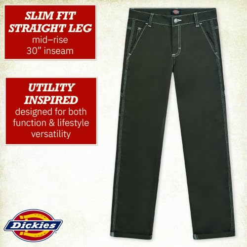 Image of Dickies Womens Casual Slim Fit Carpenter Pant-Non Stretch-Runs Small | Non-Stretch Utility Fabric with Functional Pockets, Runs Small So Size Up, Casual Styling That Pairs with Tees