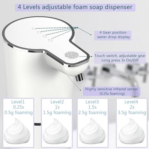 Saytinai M10S-US Automatic Soap Dispenser Foam Touchless: Foaming Soap Dispenser Wall Mounted Usb Rechargeable thumb #1