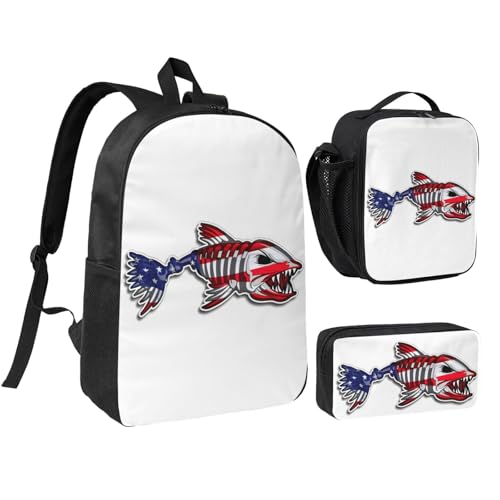 Sac à dos d'école poisson contre le désordre avec lunch bag étanche