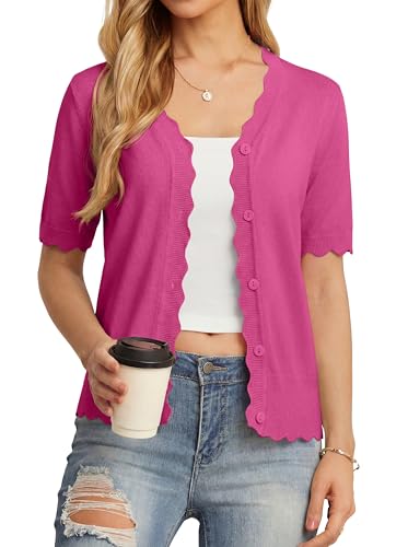 Image of GRECERELLE Summer Short Sleeve Cardigan for Womens Lightweight Cropped Knit Sweater Shrug
