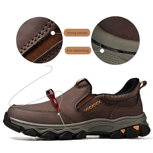 Enjerr Orthopedic Balance Shoes for Men Balance Arch Support Loafers Hands-Free Genuine Leather Slip on Round Toe Loafer Comfortable Travel Working Walking Indoors Out Hiking Shoes3