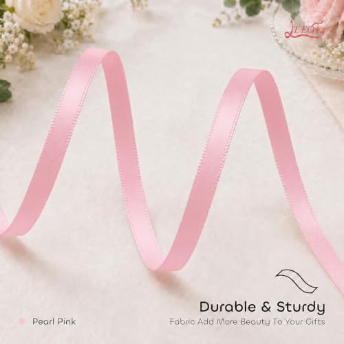 Image of Double Face Pearl Pink Satin Ribbon 1 /4 inch X 50 Yards Polyester Pearl Pink Ribbon for Gift Wrapping Very Suitable for Weddings Party Hair Bow Invitation Decorations and More