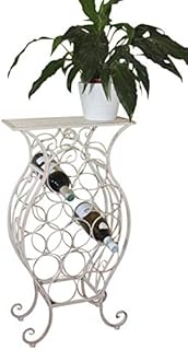 Garden Market Place Wine Racks - Decorative Free Standing White Metal Framed Wine Rack for 13 Wine Bottles With Shelf