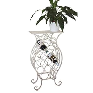 Garden Market Place Wine Racks – Decorative Free Standing White Metal Framed Wine Rack for 13 Wine Bottles With Shelf