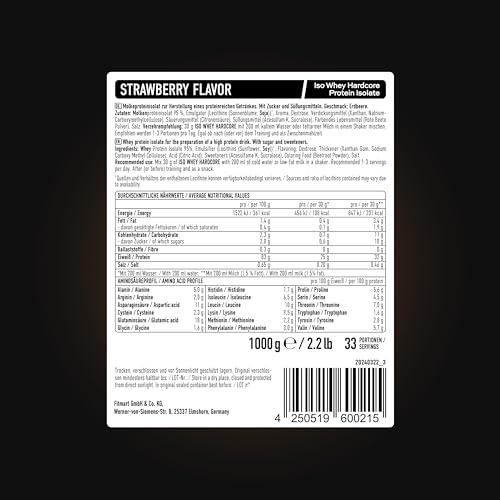 ESN IsoWhey Hardcore Proteinpulver in Erdbeere, 1 kg