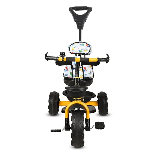 Image of Tricycle 1 Years to 5 Years with Removable Safety Guard and Parental Control Back Side Push Handle with Rubber Tyre for Kid's CR07 (Yellow)
