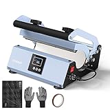 EENOUR Tumbler Mug Heat Press Machine 30oz 20oz 16oz Sublimation Straight Blank Skinny Tumbler Glass Jar Can - DIY Heat Transfer Vinyl with Temp&Timer Setting for 11-16oz Coffee Mugs (Blue)