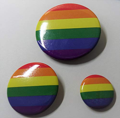 SAFIRMES LGBT Badge Diameter 25 + 38 + 56 mm Pack of 3 Rainbow