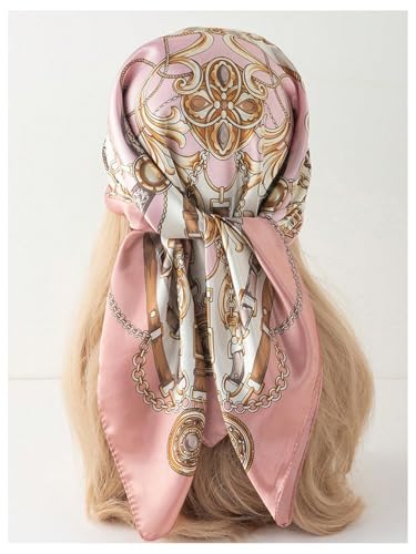 Verdusa Women's Retro Print Large Headscarf Elegant Square Scarves Hair Bandanas2