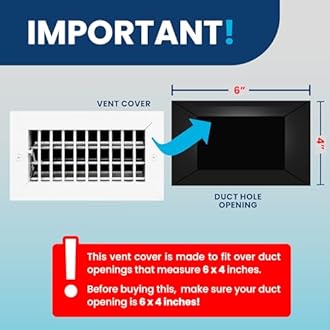 6" x 4" Duct Hole Aluminum Single Deflection Adjustable Air Supply Register, Decorative HVAC Vent Cover, Ceiling & Wall AC Deflector, Heating & Cooling Supply with Multi-Shutter Damper – ACLAMINAIRE