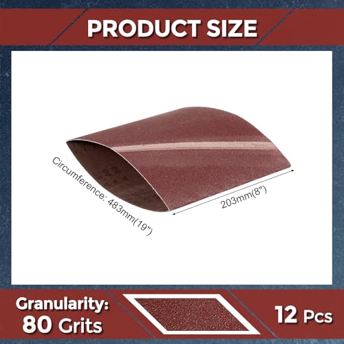 Kozelo 12 Stück Schleifbänder 203mm x 483mm, Universal-Schleifband 80 Körnung, Aluminiumoxid Schleifpapier für Bandschleifer Metallschleifen Holzbearbeitung Schweißrostentfernung