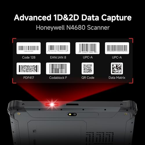 Image of Rugged Tablet with Barcode Scanner M10J, 10.1 inch Windows 11 Pro Enterprise Tablet w /Honeywell N4680 Scan Engine, 1D /2D QR Inventory Scanner, 8GB+128GB Industrial Work PC for WMS, Retail