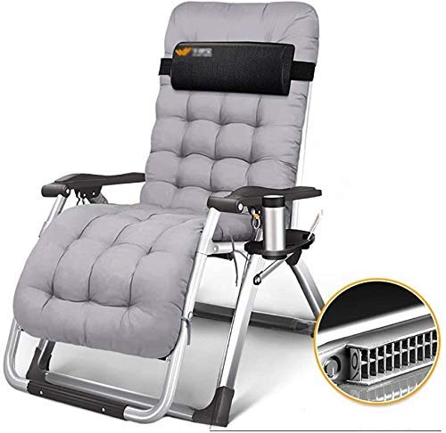 Chaises longues pliables de jardin et camping inclinables avec coussin coton