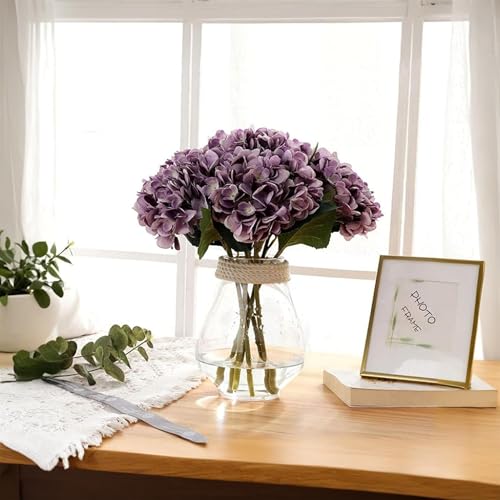 Image of Art Street Artificial Purple Hydrangea Flower Stick for Vases| Faux Flowers| Ideal for Home Decor |Items for Living Room |Christmas Day, New Year Decor| 6 Head Flower|Size: 18 Inch (Set of 1)