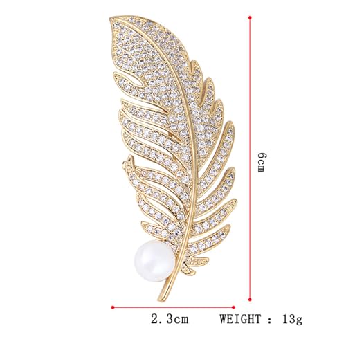 Image of Rhinestone Feather Brooches for Women Men,Vintage Animal Peacock Pin Gold /Silver /Blue / Crystal Diamond Lapel Pins Fashion Enamel Feather Leaf Brooch Elegant Dress Coat Pin Decor Wedding Christmas Birthday Jewelry