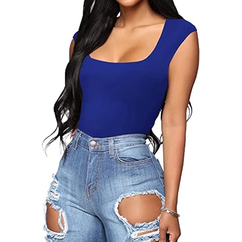Aranmei Womens Sexy Square Neck Sleeveless Shapewear Bodysuits Slimming Going Out Tank Top Thong Jumpsuits Cover