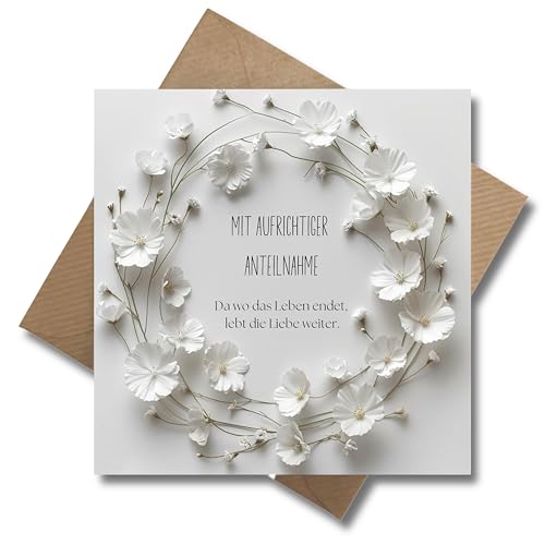 Trauer Karte mit Umschlag - einfühlsame Trauerkarte zarter Blumenkranz aufrichtige Kondolenzkarte besinnliche Beileidskarte Gedenkkarte Beileid Trauerfeier Beerdigung Anteilnahme (125 x 125 mm) Trauer Karte mit Umschlag - einfühlsame Trauerkarte zarter Blumenkranz aufrichtige Kondolenzkarte besinnliche Beileidskarte Gedenkkarte Beileid Trauerfeier Beerdigung Anteilnahme (125 x 125 mm)