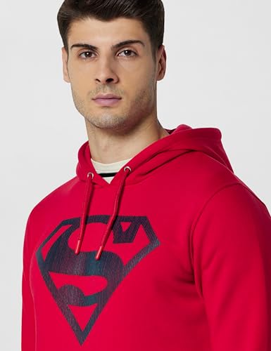 Image of Free Authority Superman Printed Regular Fit Red Ploycotton Men's Sweatshirt
