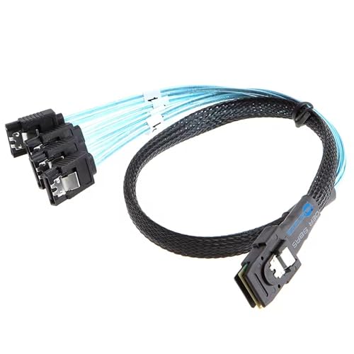 SIMPLETEK - Cable conversor adaptador de Mini SAS SFF-8087 a 4 x SATA 75 cm disco duro HDD NAS Server (reacondicionado)