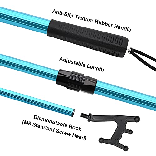 Image of SAN LIKE Telescopic Boat Hook,Aluminum Lightweight Push Pole with Floating Non-Slip Plastic Hand Grips for Docking,3-Stage Pole-Blue