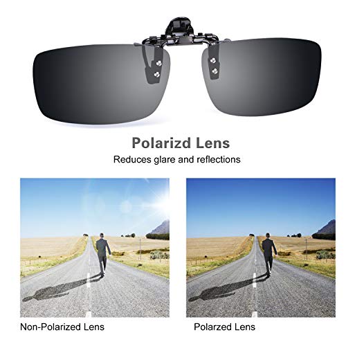 2PCS (Yellow Night Vision+Black) Sport Driving Polarized Clip-on Sunglasses Flip up Glasses Lenses Cycling Fishing Outdoor4