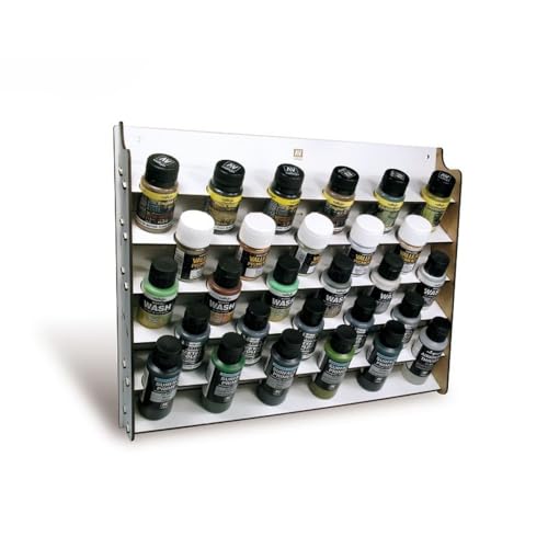 Support De Rangement Vallejo Pour Peintures Acryliques – 52 Flacons 17 Ml + 8 Pots 35/60 Ml + 22 Pinceaux – MDF 3 Mm, Montage Sans Colle