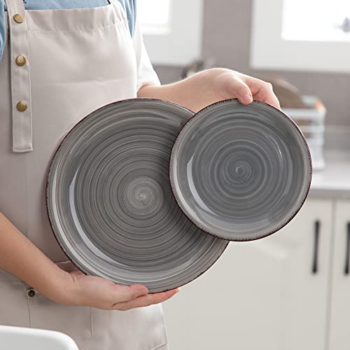 Vancasso Bella Ceramic Dinnerware Set, 16 Pieces Service For 4 Stoneware Dinner Set With Dinner Plates, Salad Plates, Bowls, Mugs, Microwave Dishwasher Safe - Grey #TOP4