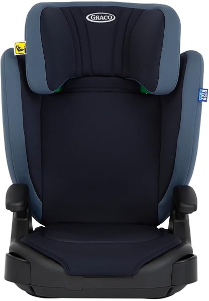 Graco Junior Maxi i-Size R129 rehausseur à dossier haut, env. 3,5-12 ans (100-150 cm), accoudoirs et appui-tête réglables en hauteur, léger, avec porte-boisson, bleu, Navy - 2
