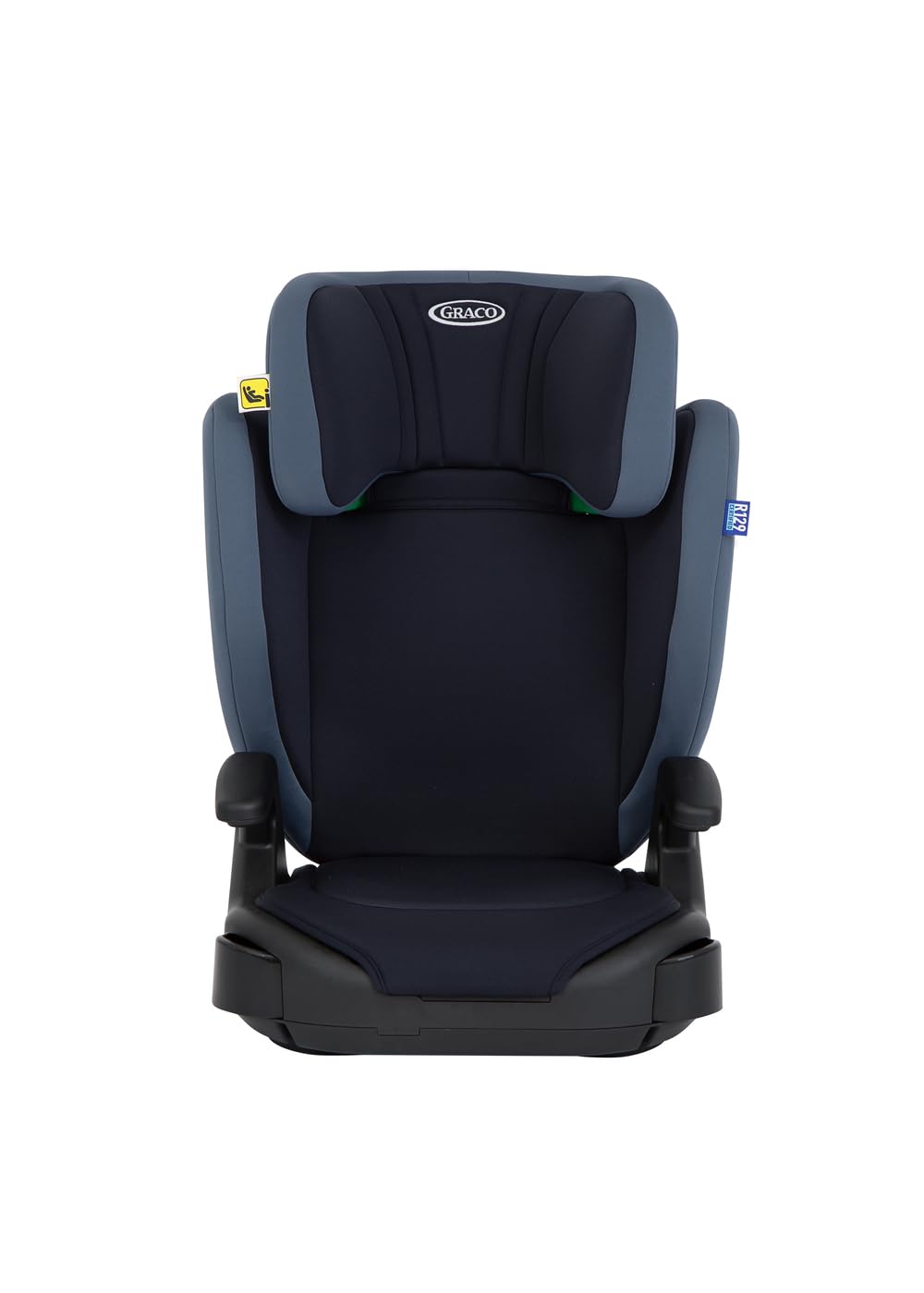 Graco Junior Maxi i-Size R129 rehausseur à dossier haut, env. 3,5-12 ans (100-150 cm), accoudoirs et appui-tête réglables en hauteur, léger, avec porte-boisson, bleu, Navy - 2