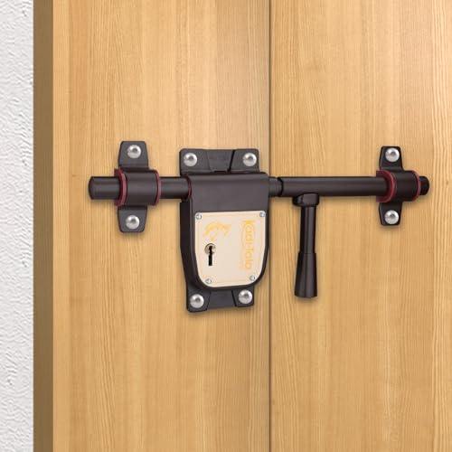 Image of Godrej Locks I Kadi-Tala 6 Lever 275 mm I 3 Keys I for Double Door, Fitting Outside of Door Pannel I Aloy Steel Body Double Locking Mechanism for Main Door I Brown Texture Finish
