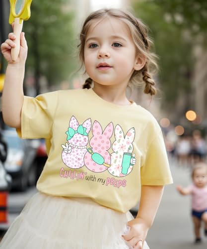Kids Easter Shirt Chick Short Sleeve Tee Tops for Toddler Girls Boys Easter Outfit Clothes 2-7 Years2