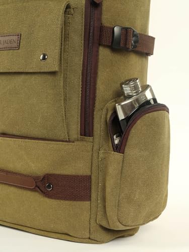 Image of FUR JADEN Eco Friendly Travel Laptop Backpack Made of Water Resistant Sustainable Canvas and Vegan Leather for Men and Women for Travel Hiking Work